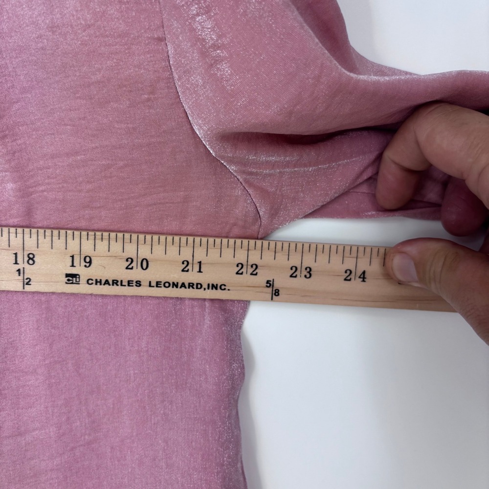PILCRO Liquid Shine Button Down Shirt Womens XL Pink Shimmer Anthropologie Top - Picture 4 of 7